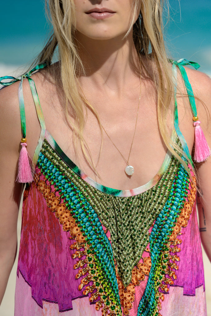 Reef Maxi Dress Pink Closeup
